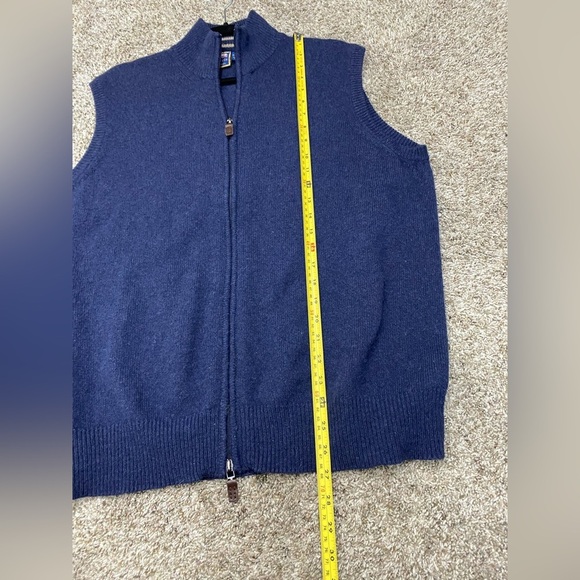 T. Harris London Lambswool Full Zip Knit Blue Soft cozy Vest Coat Men’s size XL - Picture 5 of 9